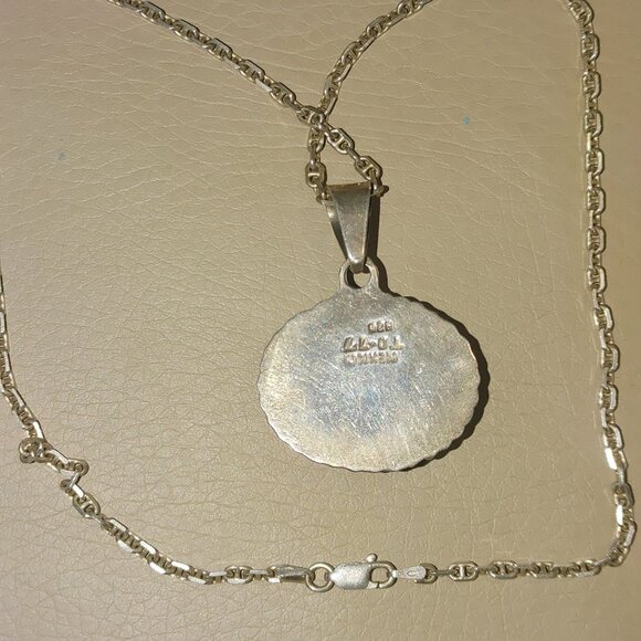 Vintage Taxco Sterling Silver 925 Pendant 18 Necklace Black Onyx Stone Filigree - Picture 5 of 10